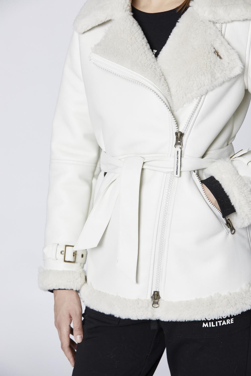 Eco-friendly biker jacket with belt