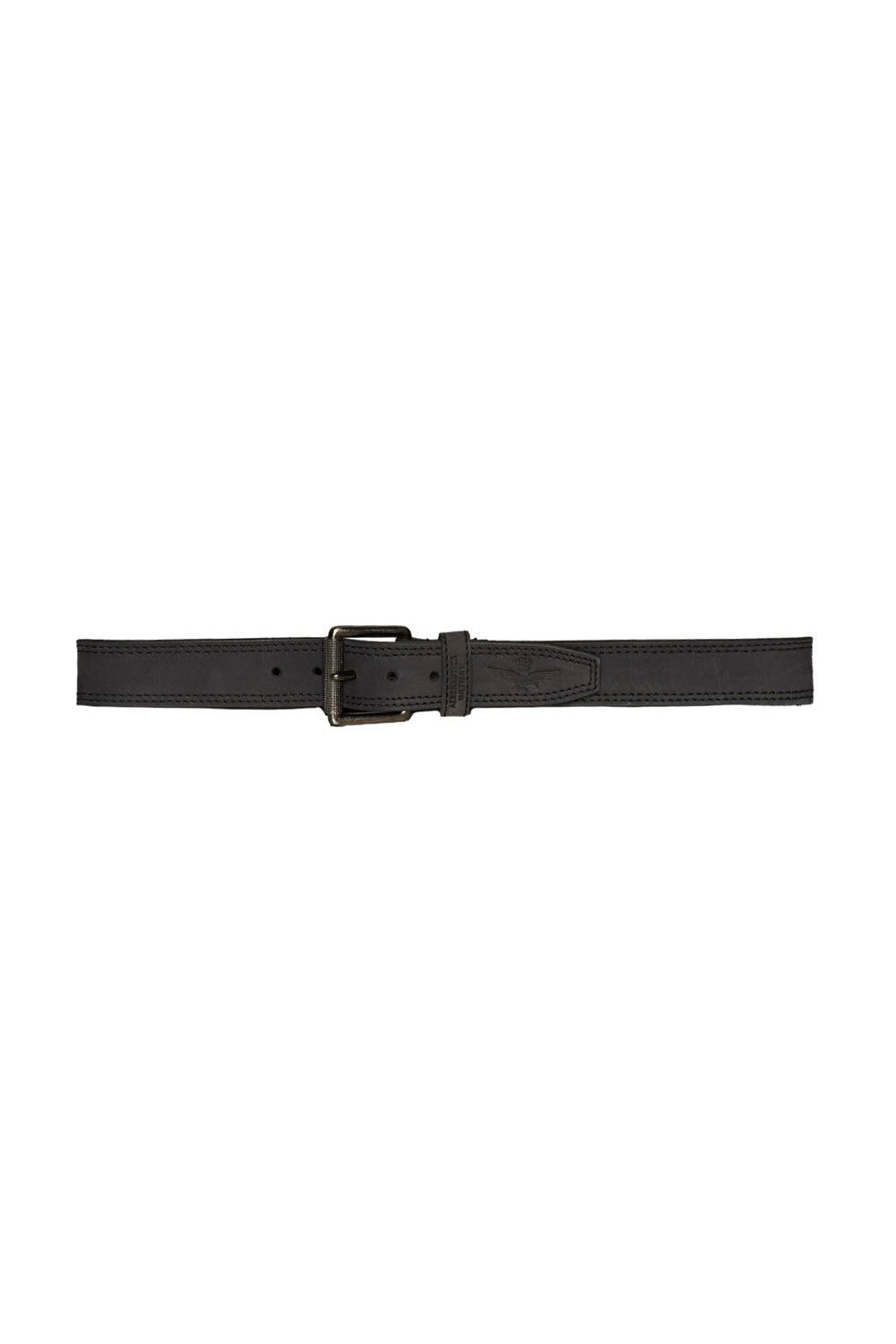 Leather belt with double stitching