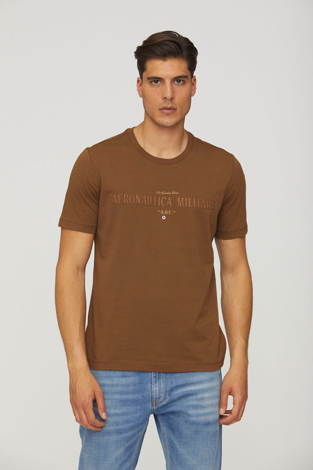 T-shirt with faux leather details