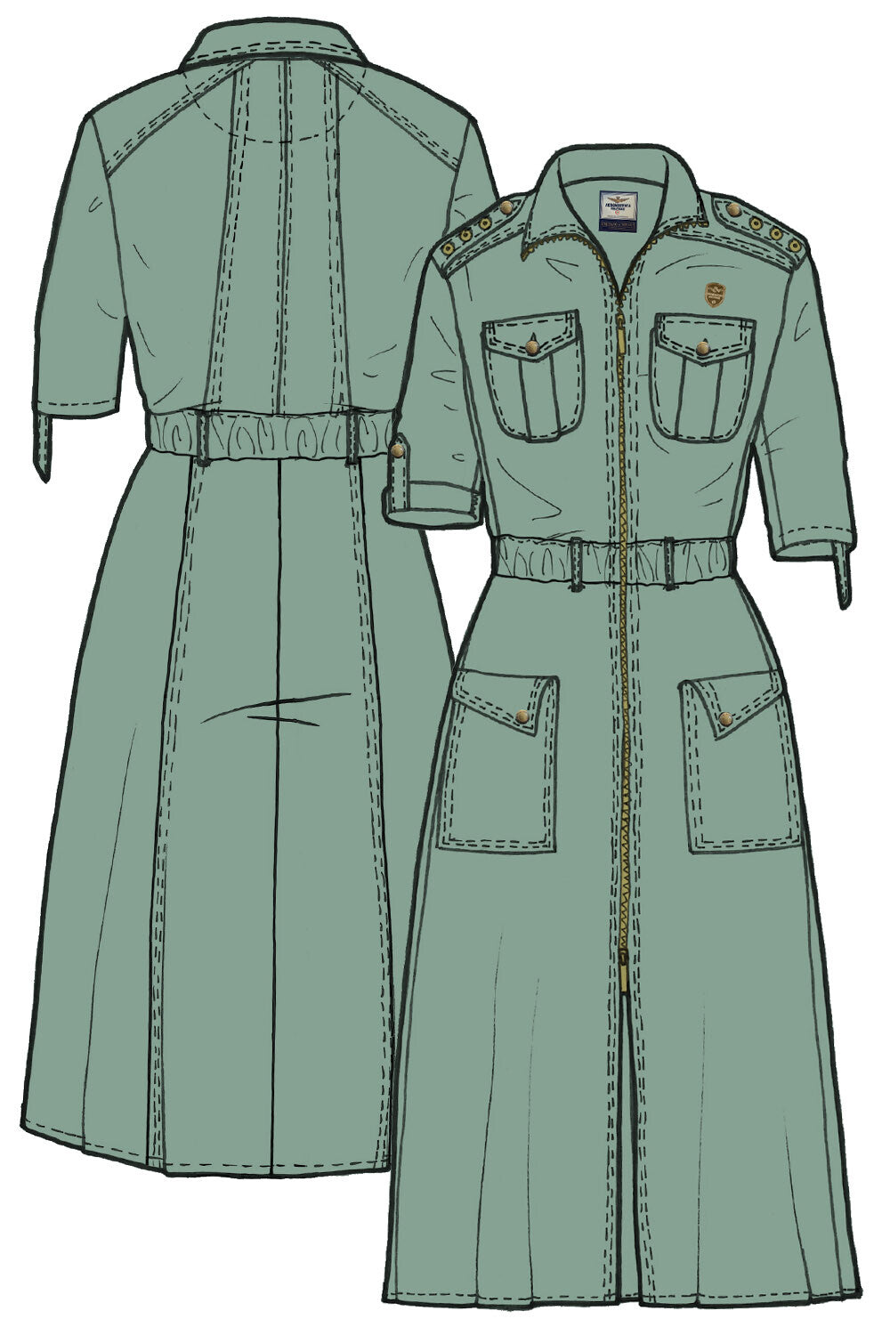 Long military-style dress