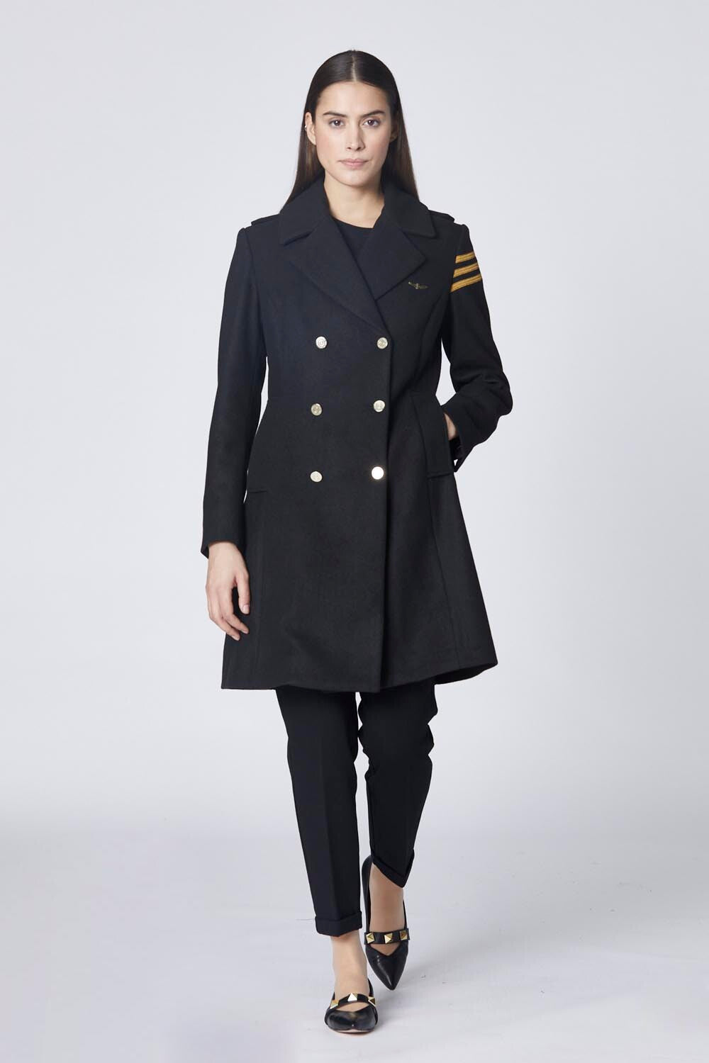 Double-breasted military coat