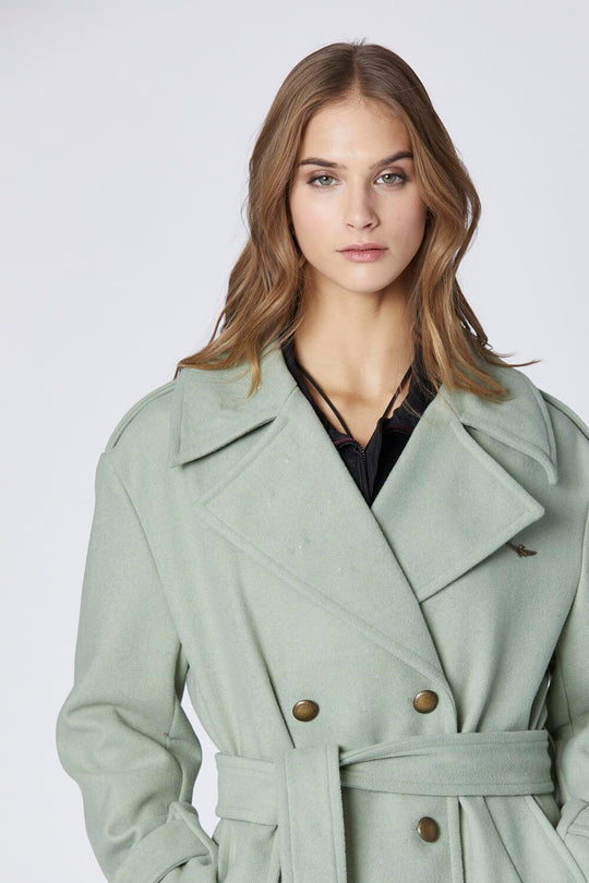 Double-breasted coat with pins