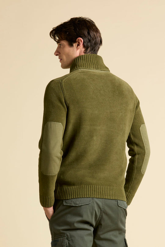 Shawl-collar sweater in cotton chenille