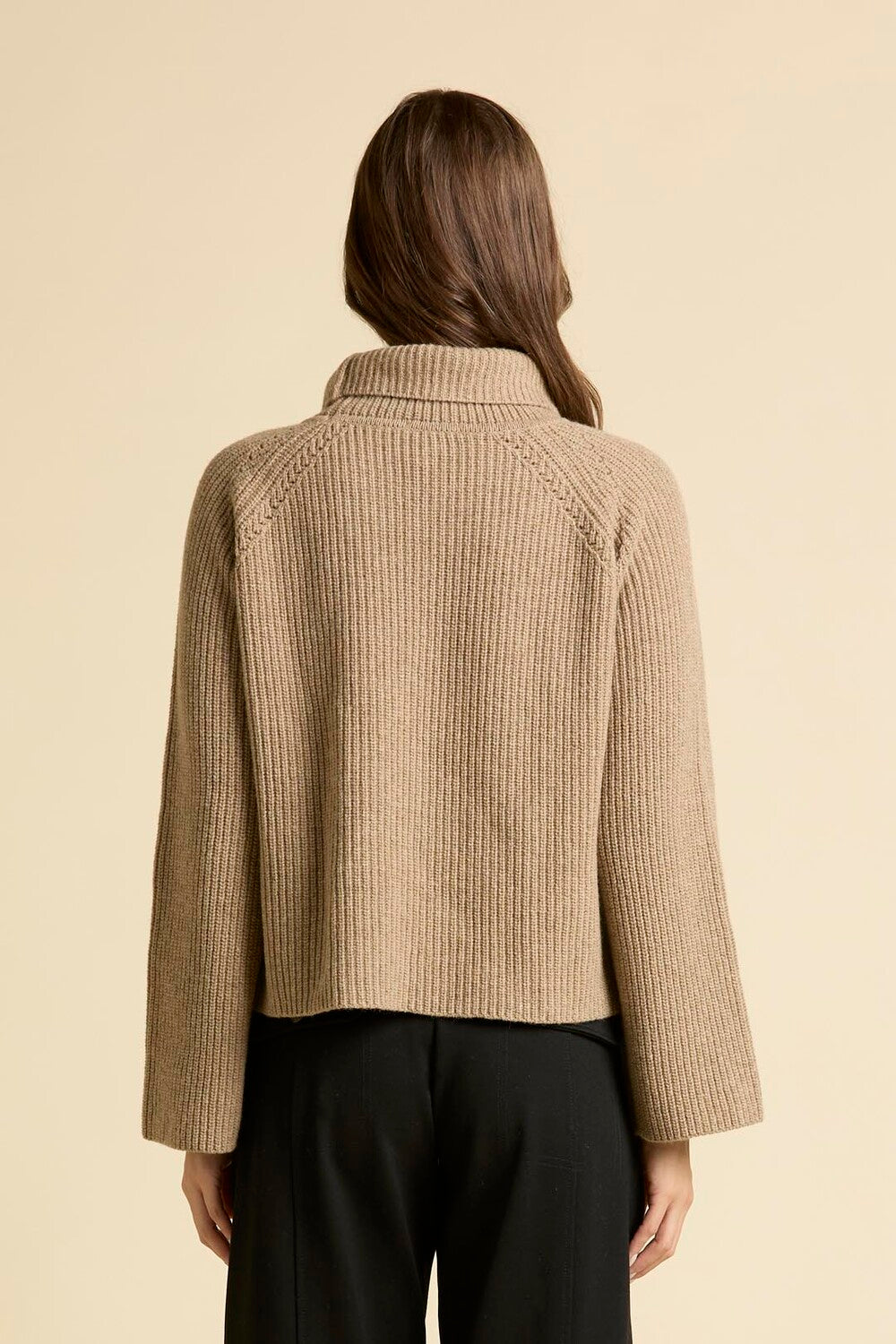 Cropped wool-blend turtleneck sweater