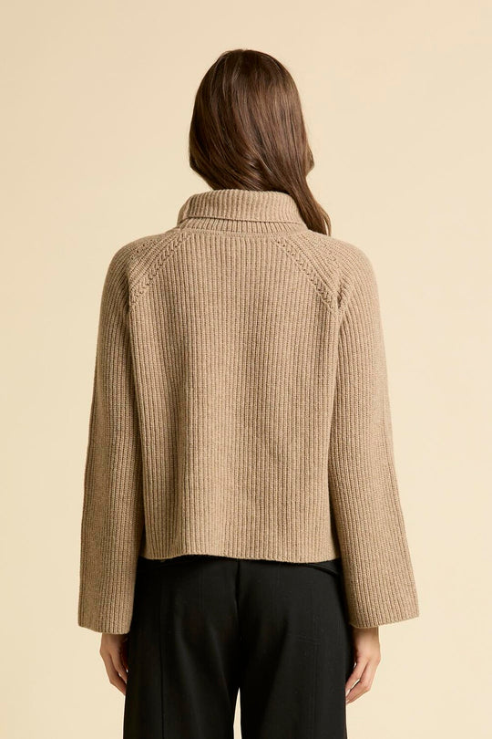 Cropped wool-blend turtleneck sweater