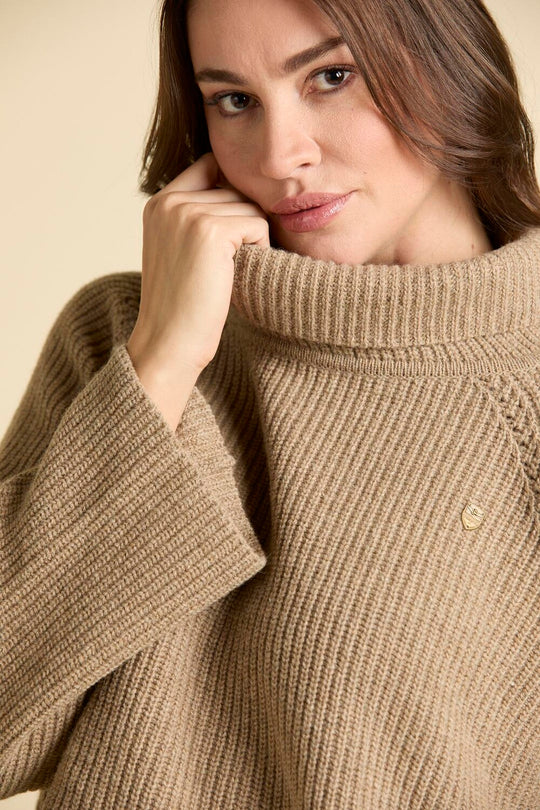 Cropped wool-blend turtleneck sweater