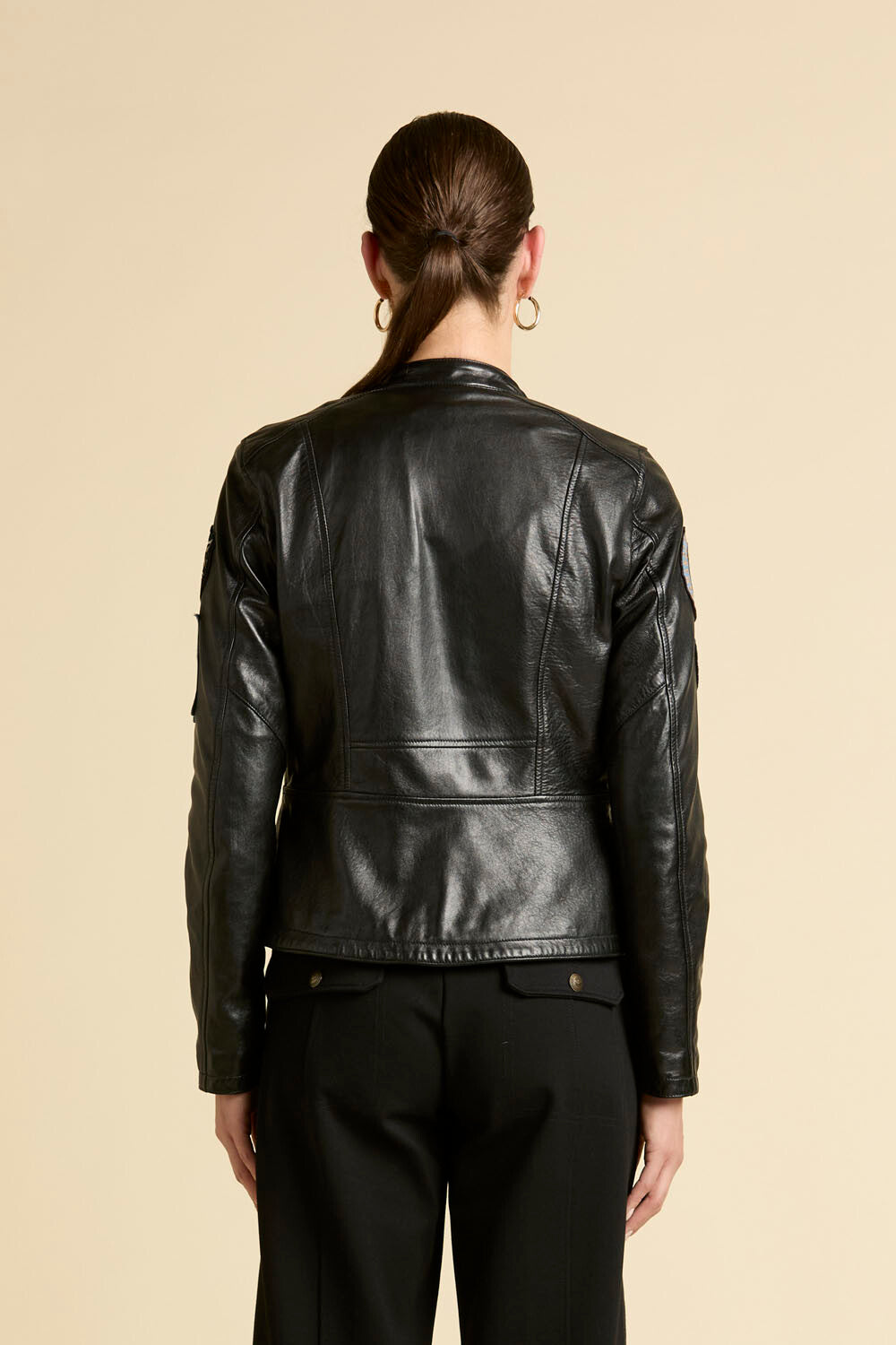 Multi-patch nappa leather jacket