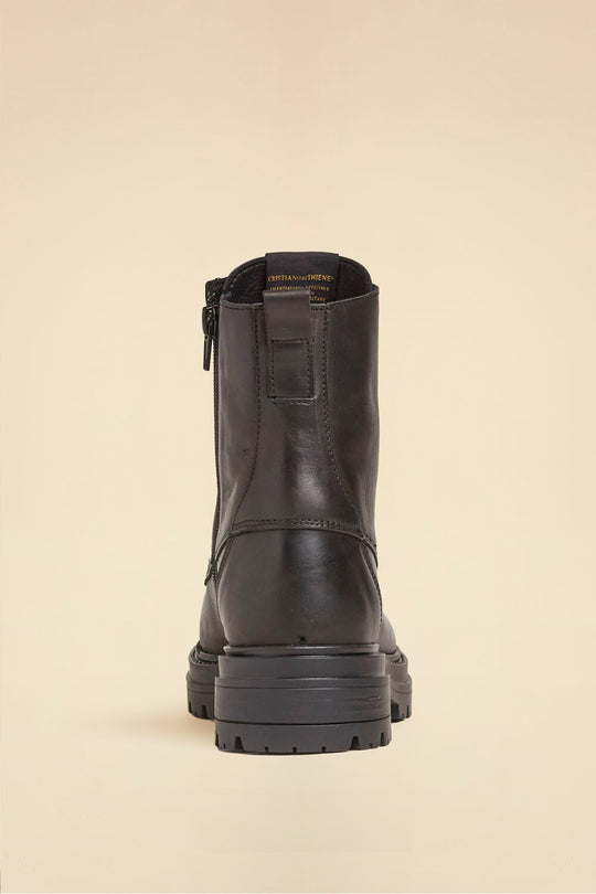 Leather lace-up ankle boots