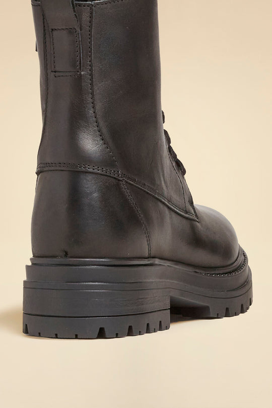 Leather lace-up ankle boots