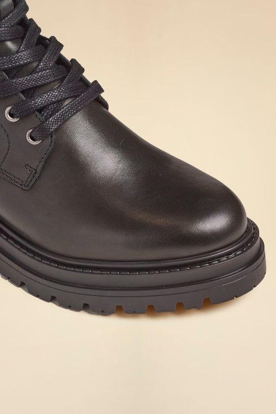 Leather lace-up ankle boots