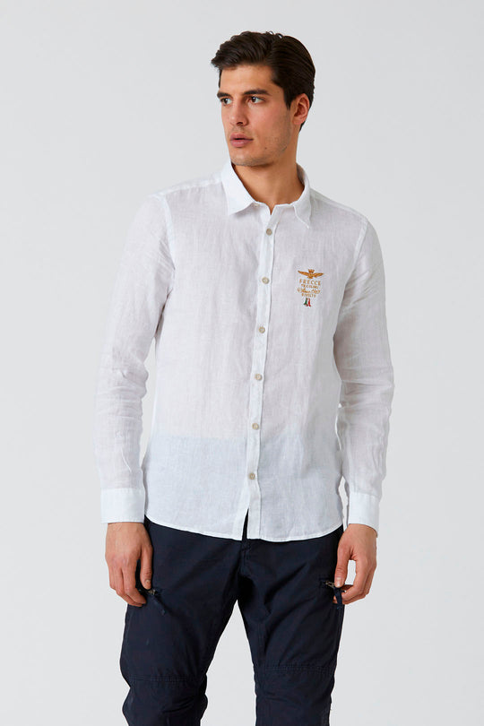 Long-sleeved linen shirt