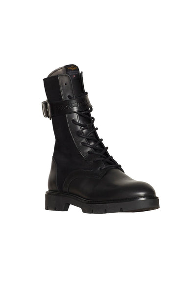 Women's leather lace-up combat boots