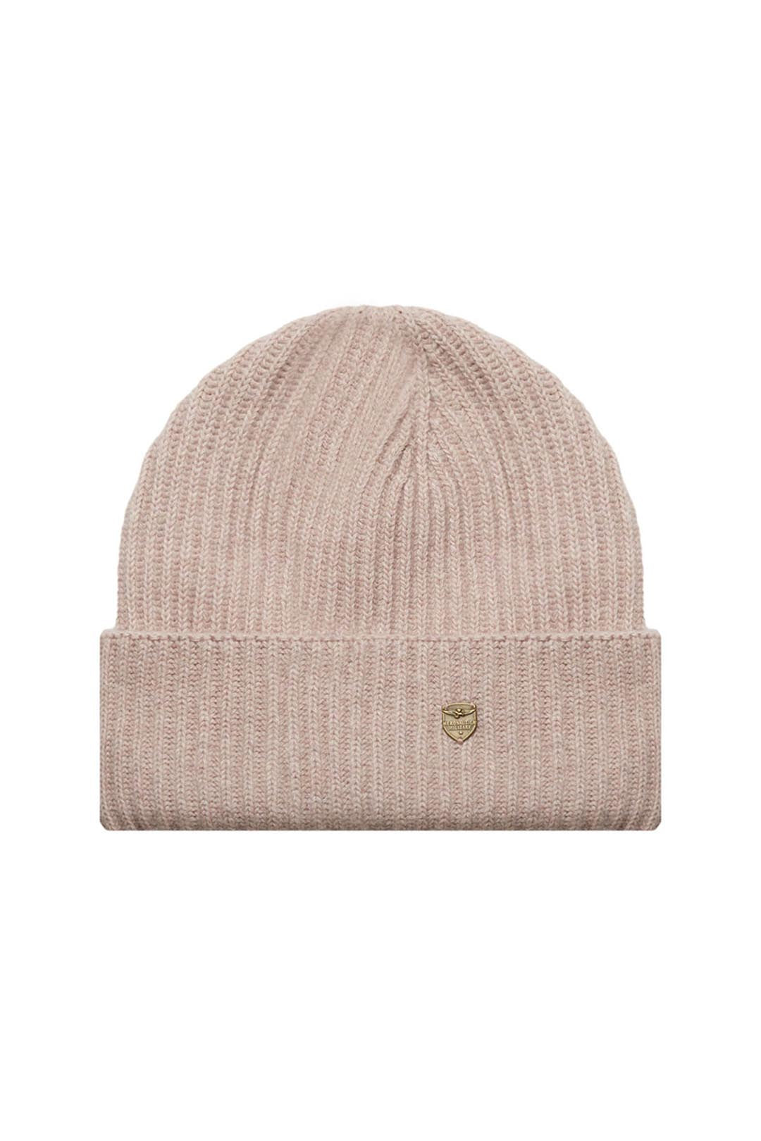 Women's beanie with metal plaque