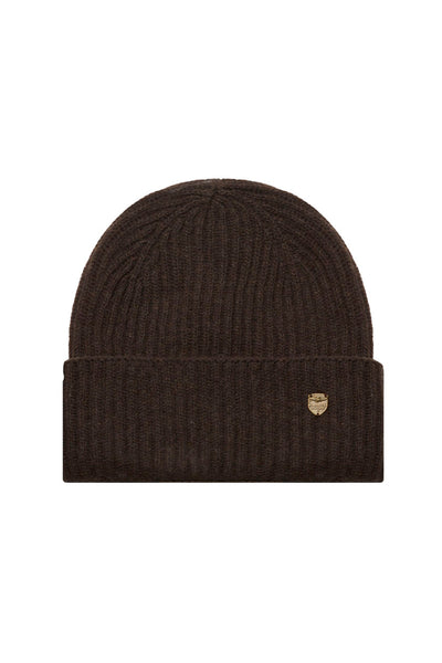 Women's beanie with metal plaque