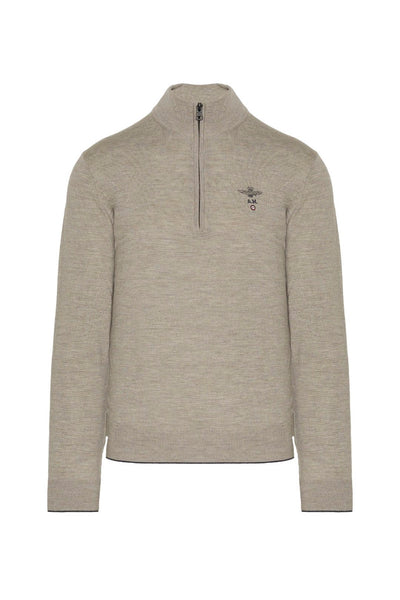 Half-zip wool sweater with logo