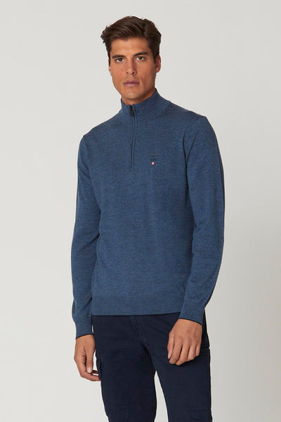 Half-zip wool sweater with logo