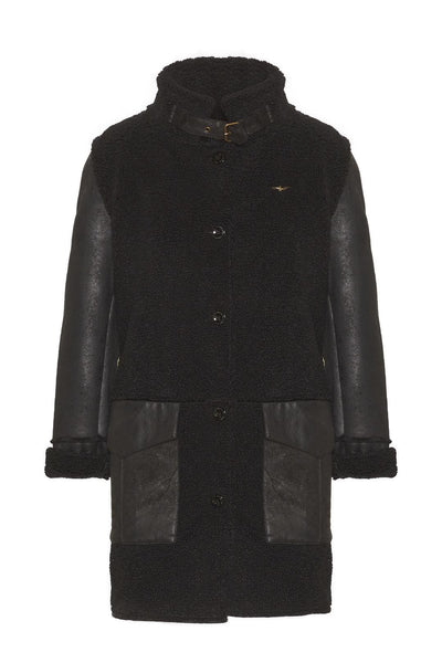 Bouclé coat with inserts