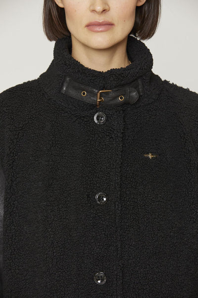 Bouclé coat with inserts
