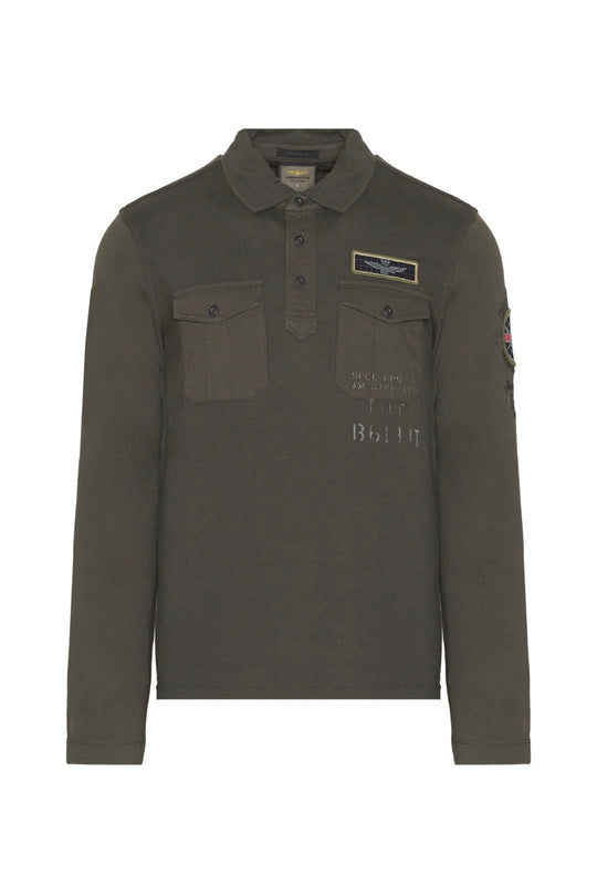 Military polo shirt with chest pockets