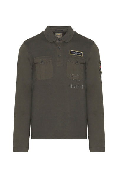 Military polo shirt with chest pockets