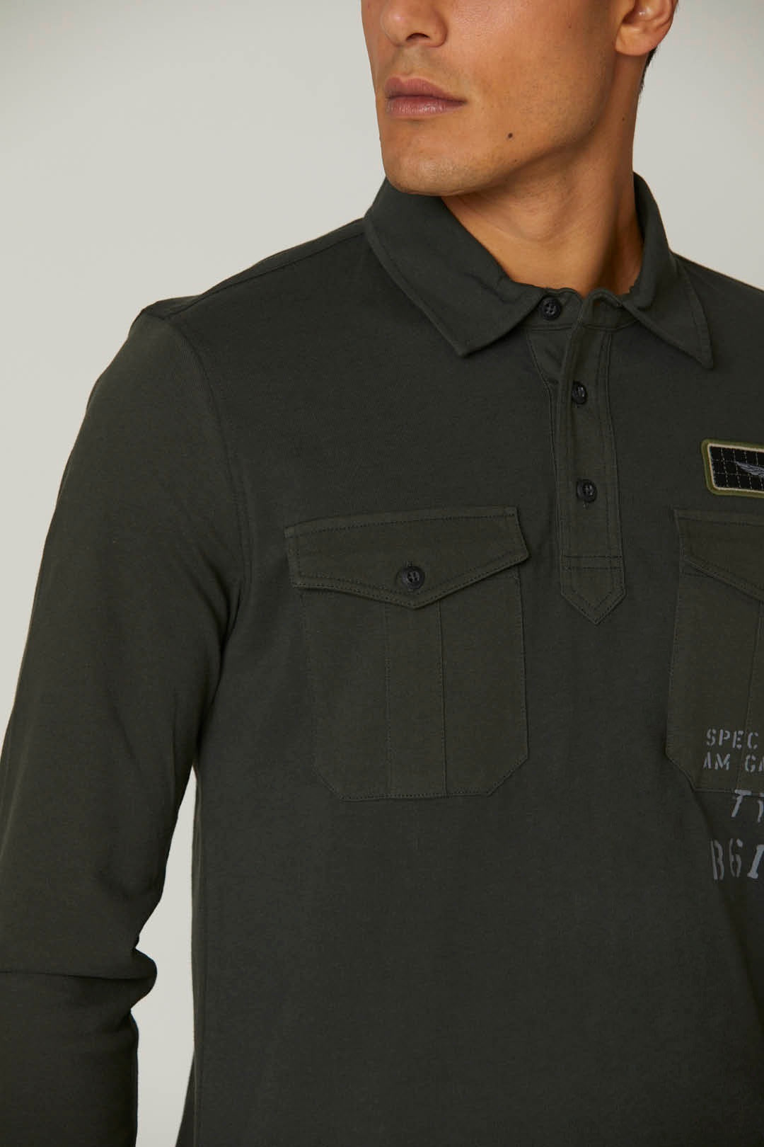 Military polo shirt with chest pockets