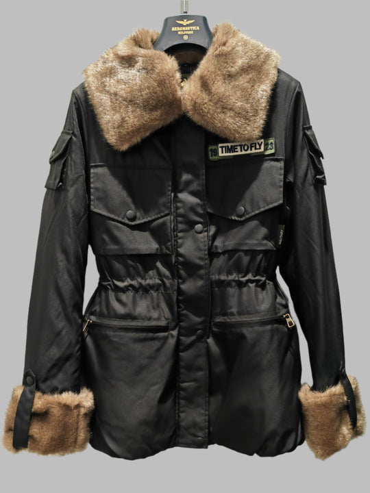 Field jacket with fur details