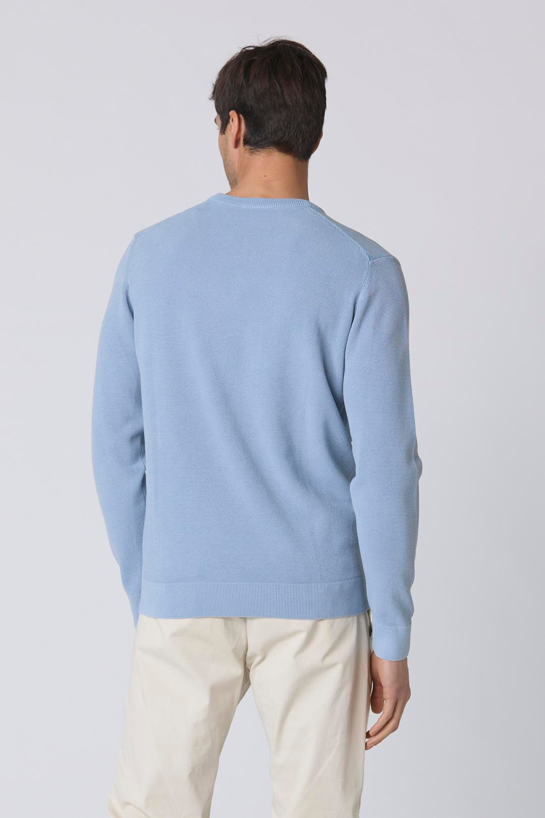 Cotton rice stitch crewneck sweater