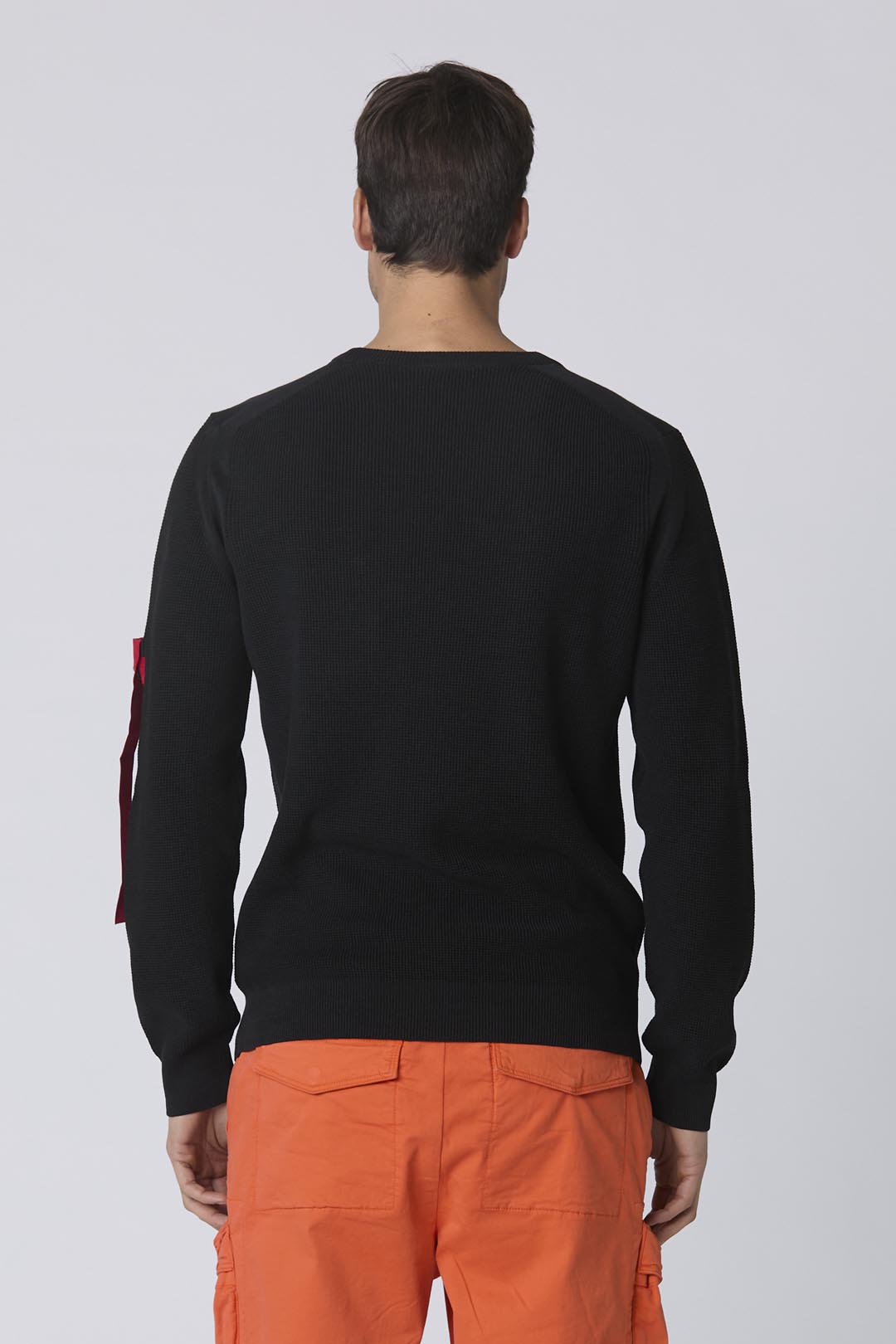 Cotton-linen sweater with zip pocket