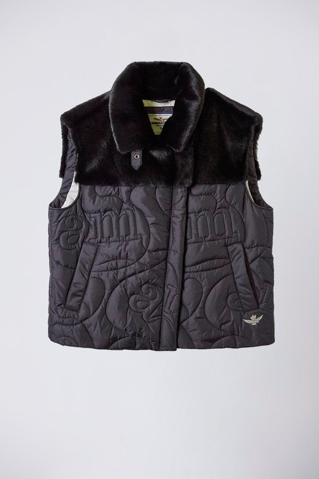 Quilted faux fur vest