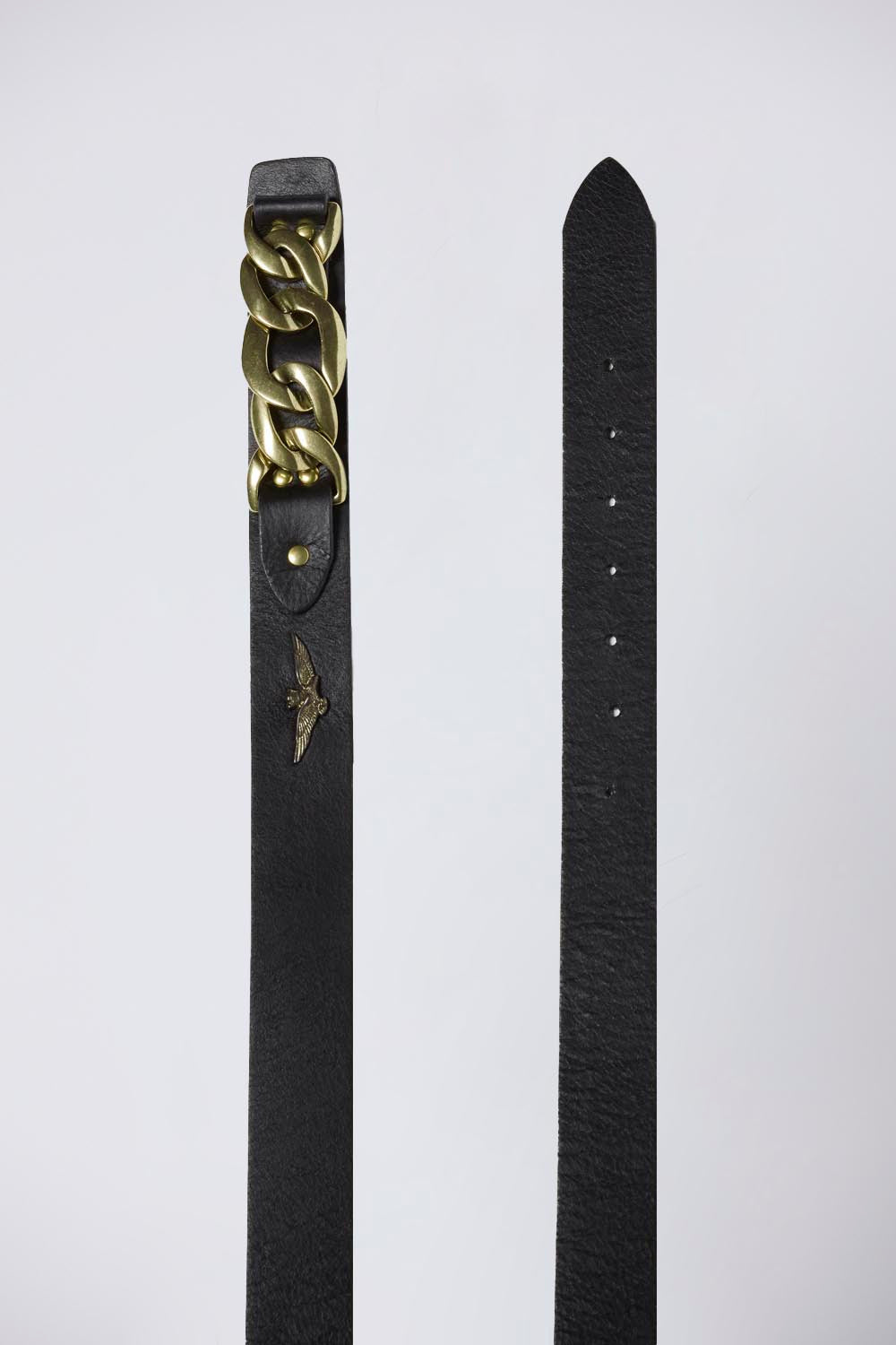 Leather belt with decorative chain