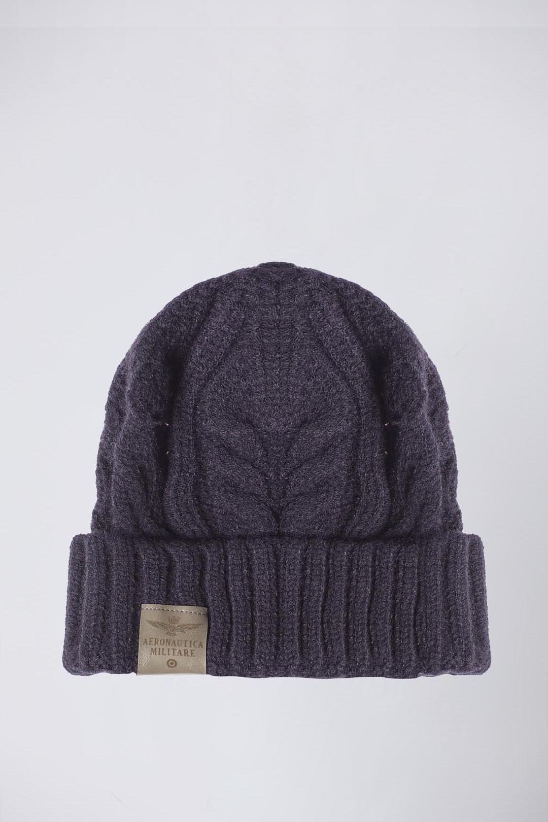 Cable knit beanie with logo label