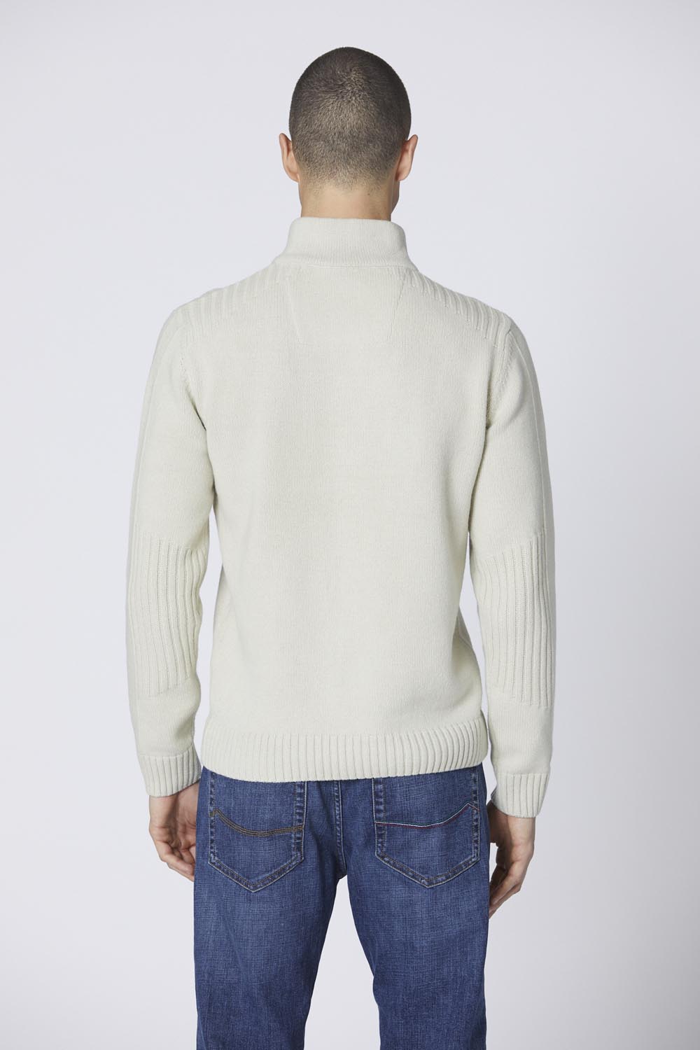 Wool and cotton half-zip sweater