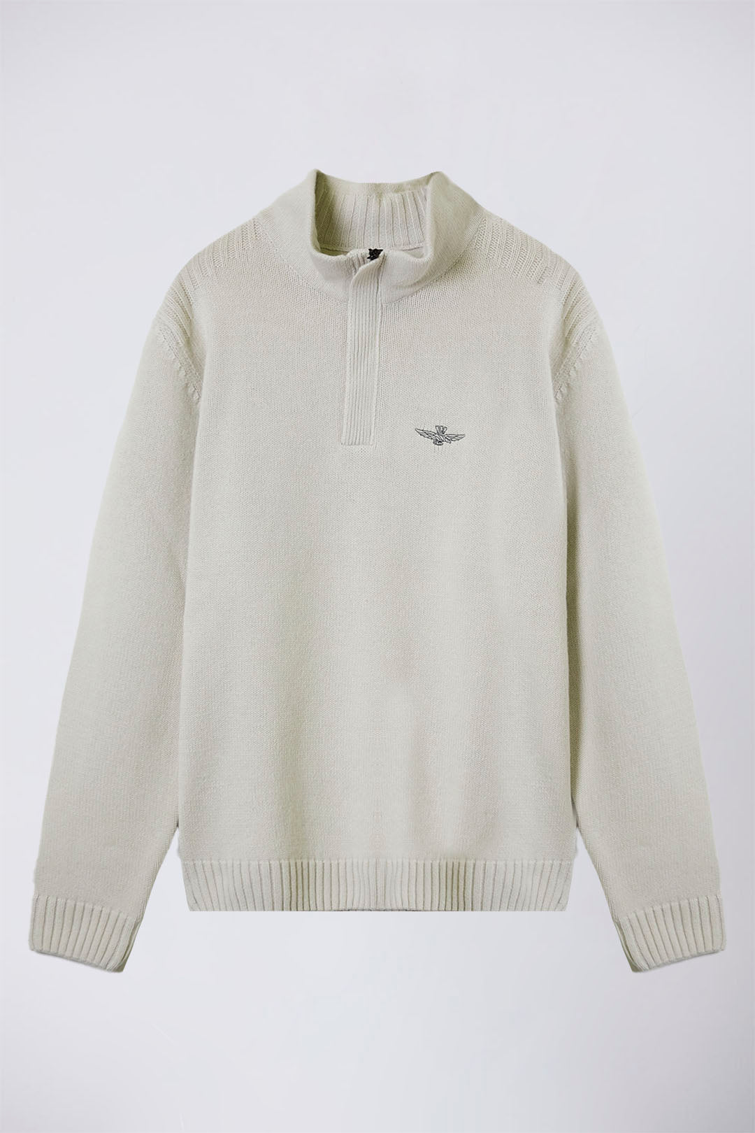Wool and cotton half-zip sweater