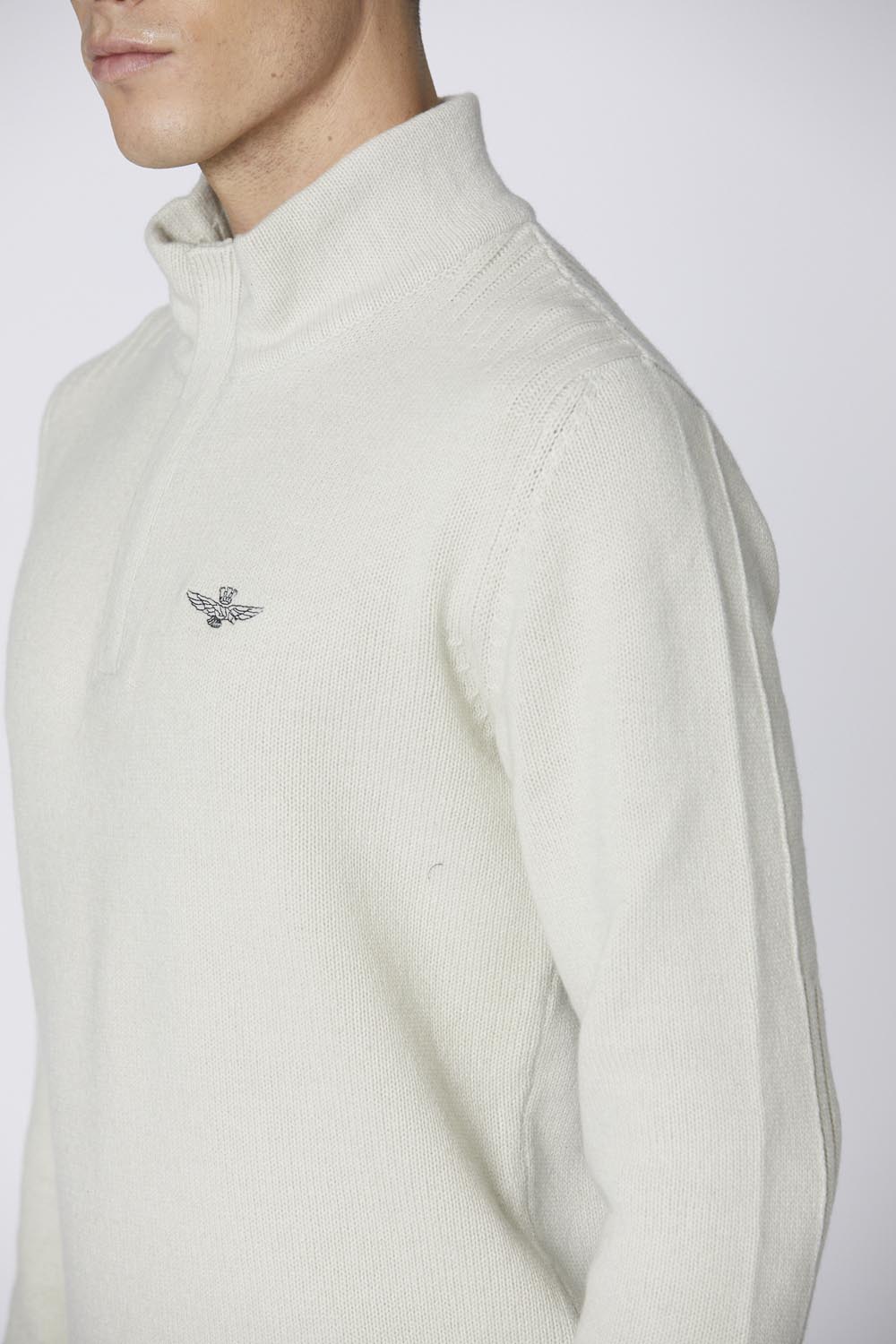 Wool and cotton half-zip sweater