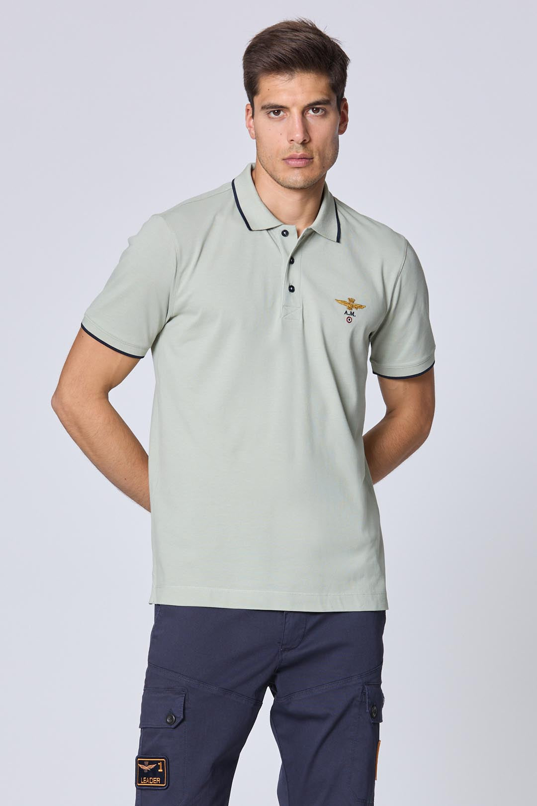 Basic short-sleeve piqué polo shirt