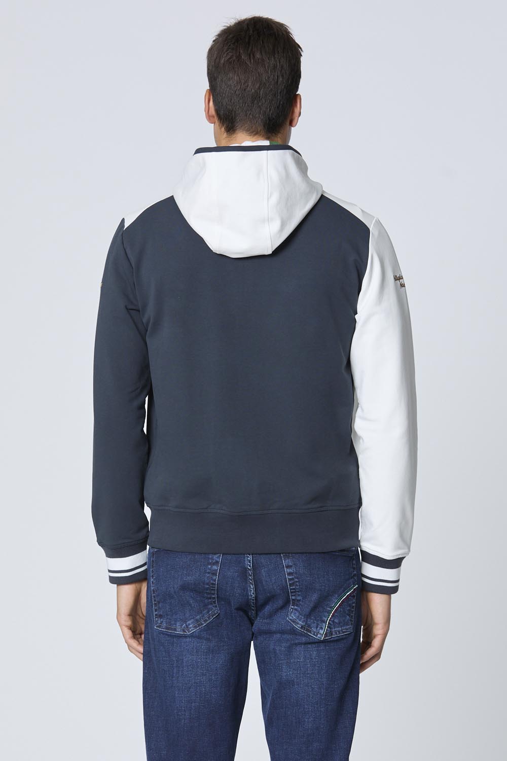 Color-block hoodie with removable hood