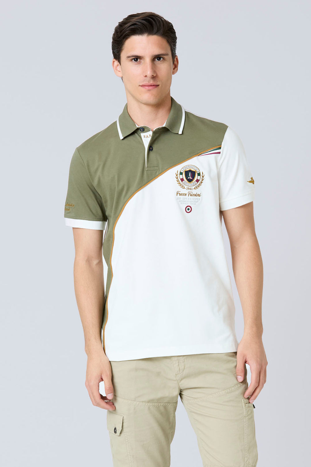 Embroidered color-block polo shirt