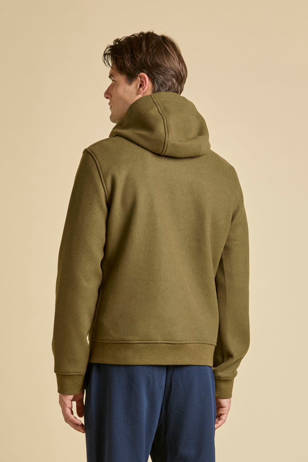 Wool-blend hooded knit jacket