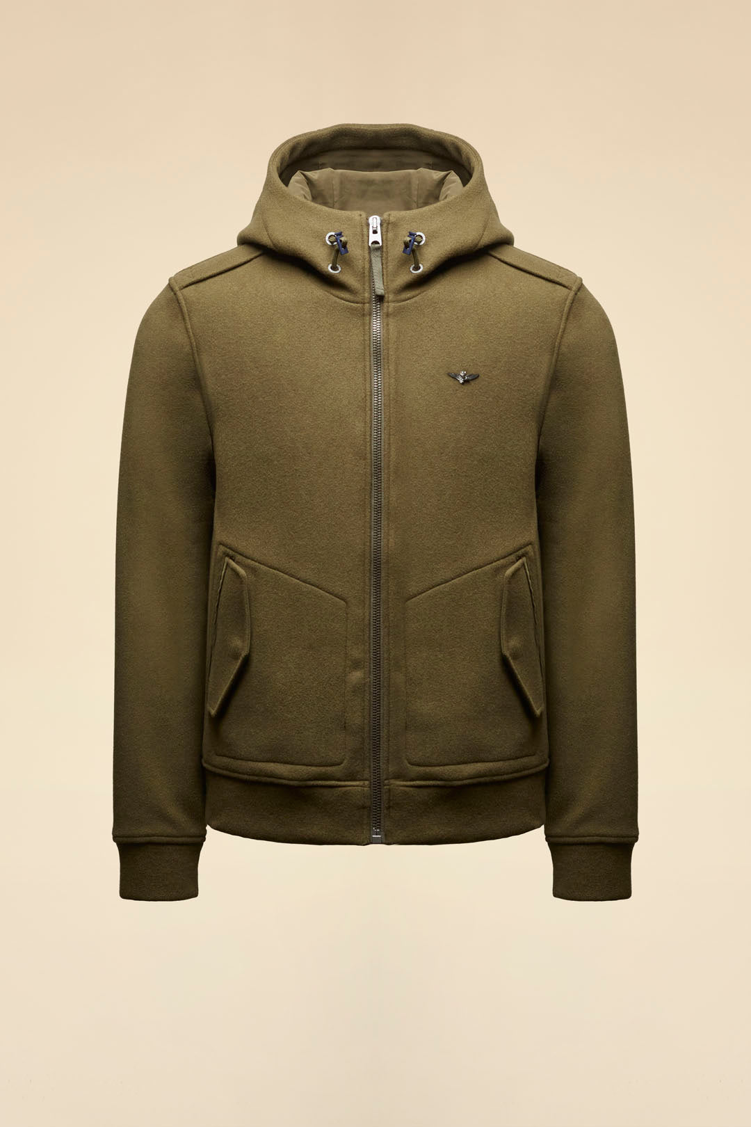 Wool-blend hooded knit jacket