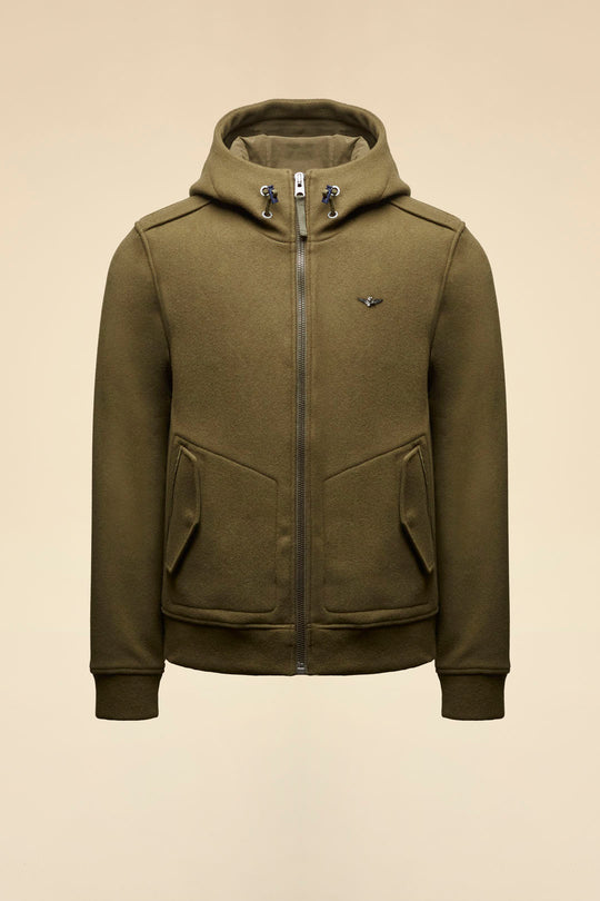 Wool-blend hooded knit jacket