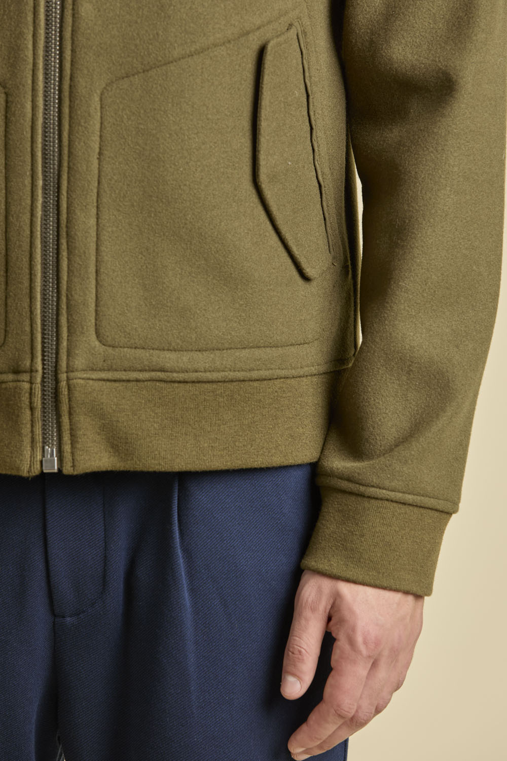 Wool-blend hooded knit jacket