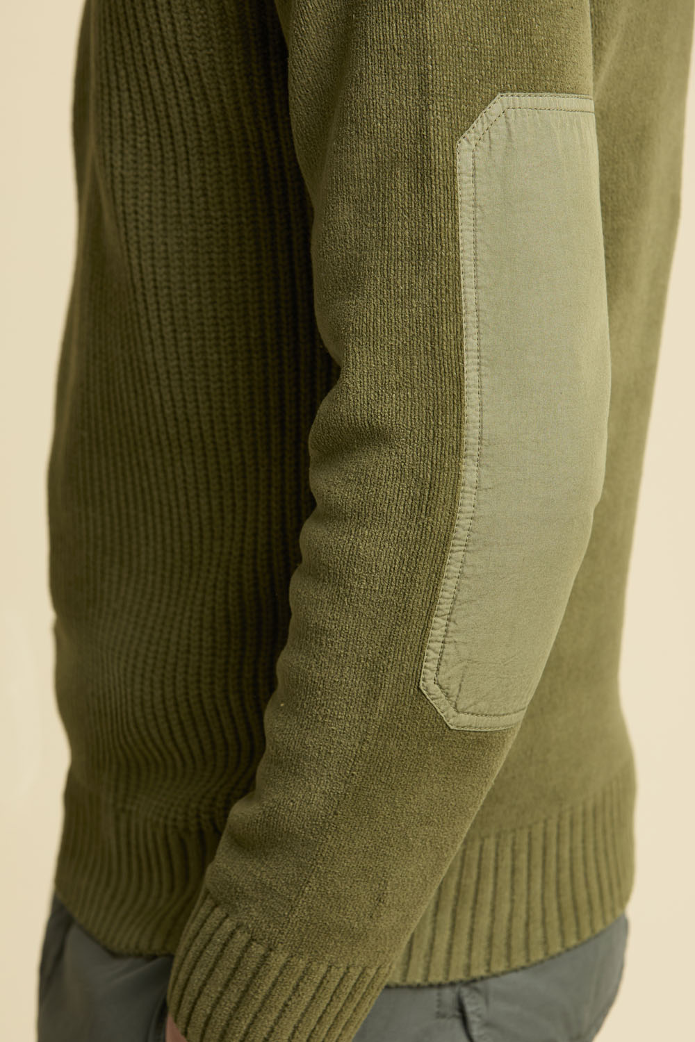 Shawl-collar sweater in cotton chenille