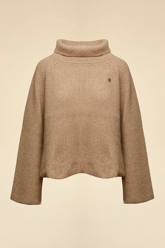 Cropped wool-blend turtleneck sweater