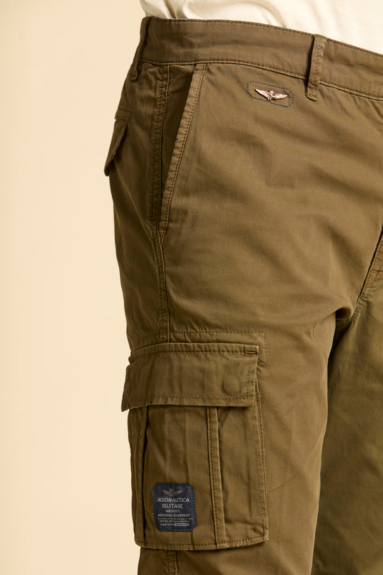 Stretch gabardine cargo trousers