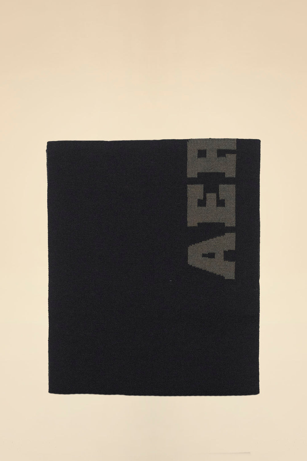 Two-tone ribbed knit scarf with logo