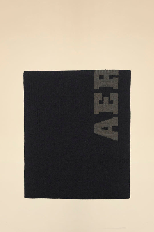 Two-tone ribbed knit scarf with logo