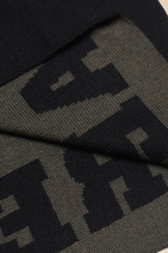 Two-tone ribbed knit scarf with logo