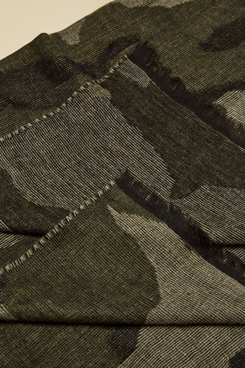 Camouflage print wool blend scarf