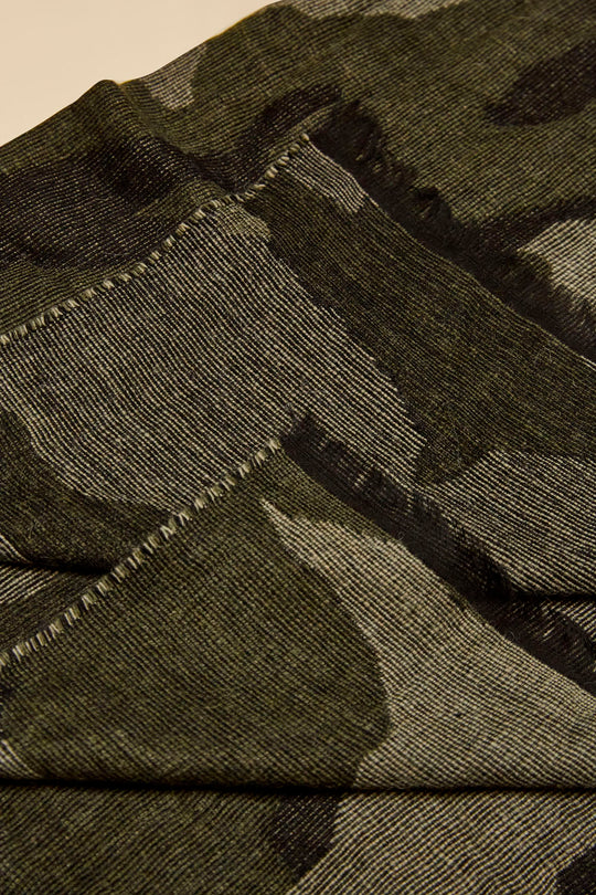 Camouflage print wool blend scarf