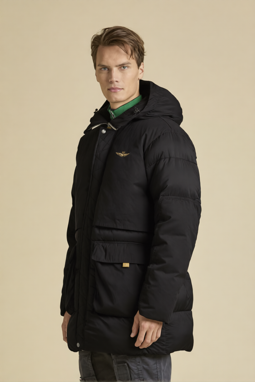 Padded ripstop parka with hood